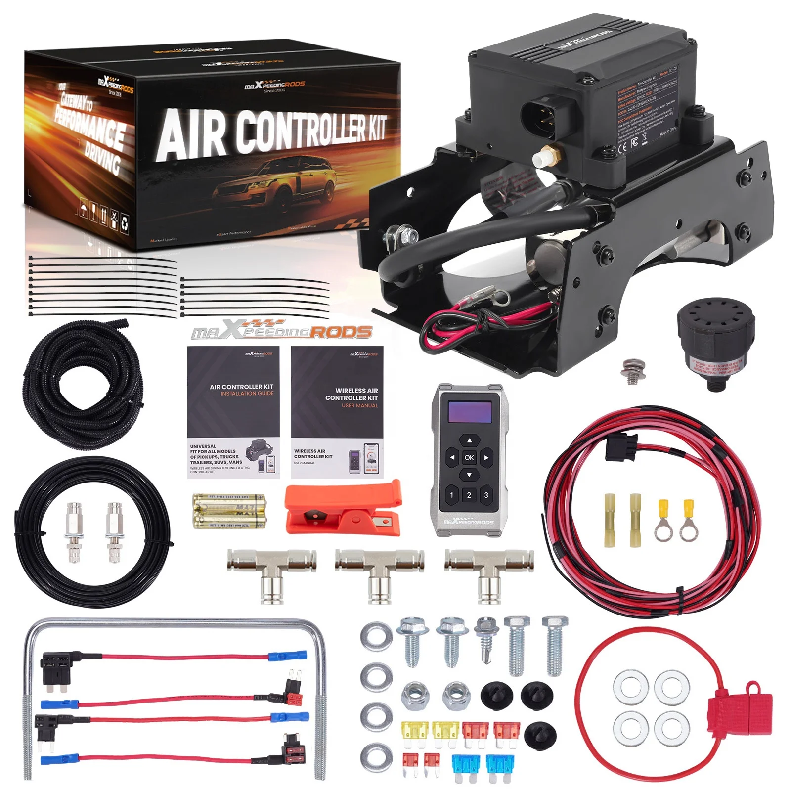 MaXpeedingrods Universal Compressor Control System Assembly Wireless Air Suspension Controller For Air Spring Bag Kit