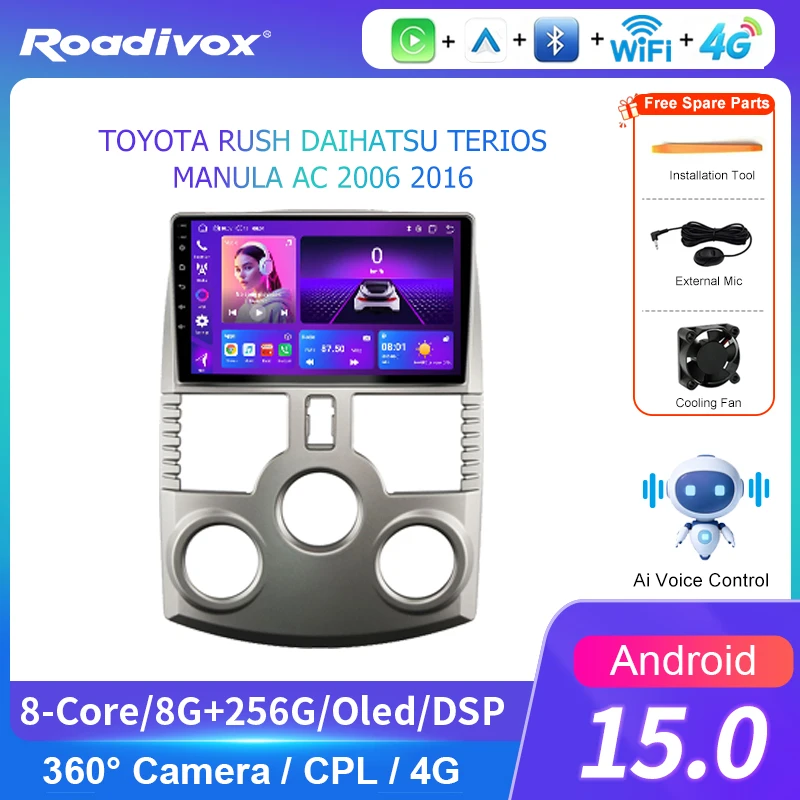 AI VOICE 9/10 inch Screen 2 Din Radio car Multimedia player Android for TOYOTA RUSH DAIHATSU TERIOS MANULA AC 2006-2016 DSP