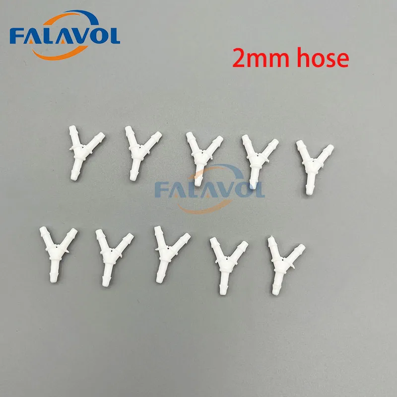 10pcs Y type 2mm tube connector Eco solvent/UV ink hose connector for Mimaki Mutoh Allwin inkjet printer ink tube pipe