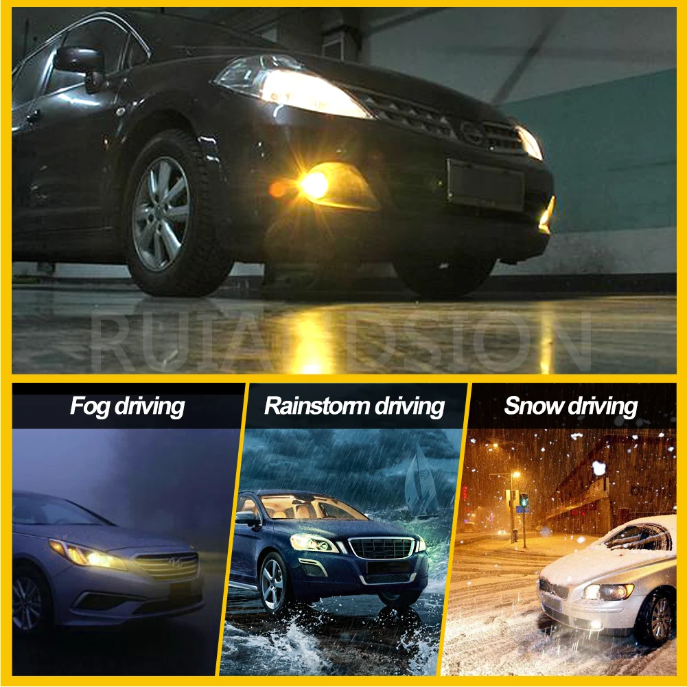 Ruiandsion 2 قطعة/المجموعة العالمي H16 الهالوجين الأصفر الضباب ضوء لمبة 19 واط 12 فولت DRL Foglamp استبدال صالح لسيارة شاحنة SUV لتويوتا