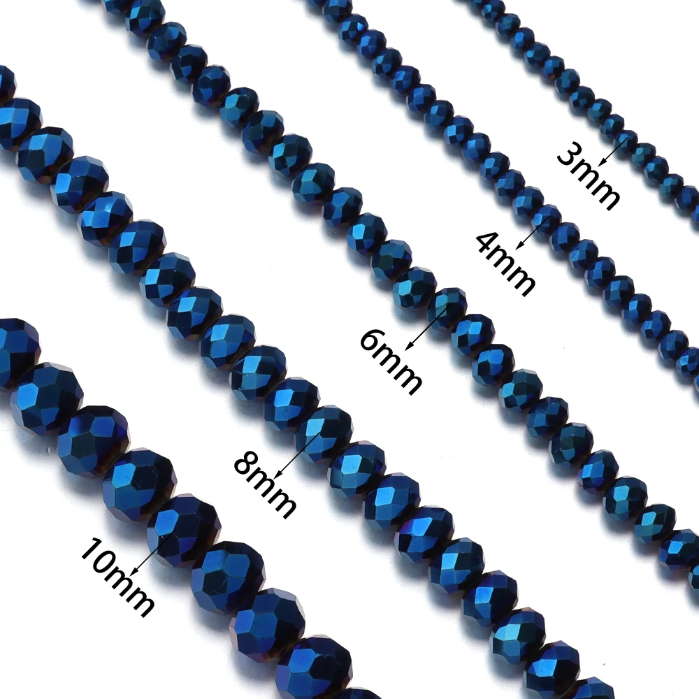 64-130 Stück/Set 3 4 6 8 10mm Rondell Facettierte Kristallglasperlen AB-Farbe Abakus-Perlen für Schmuckherstellung DIY Lose Abstandhalterperlen