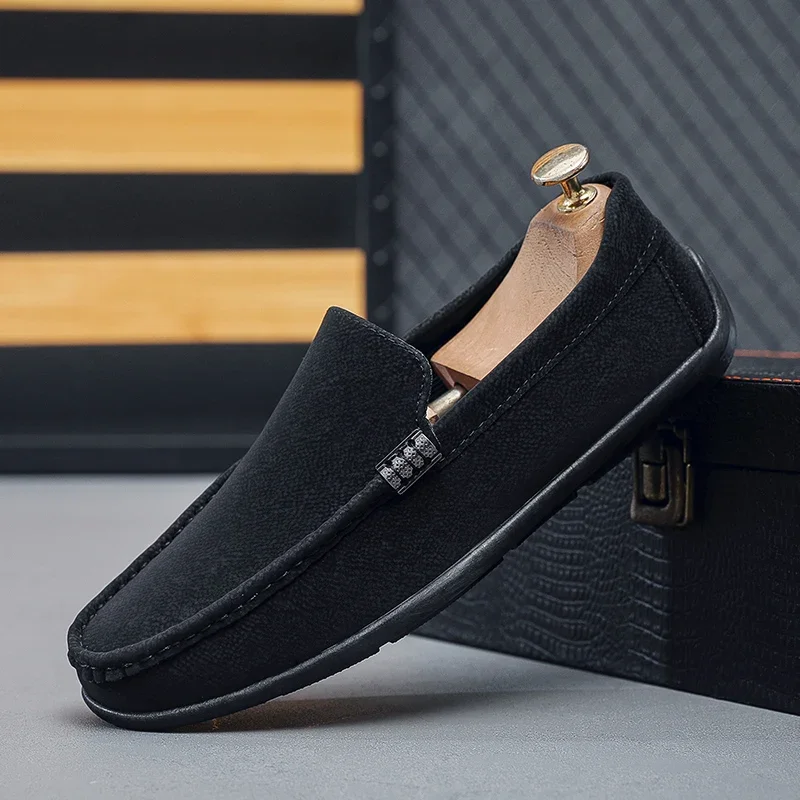 

Leather Men Casual Shoes Luxury Brand Soft Men Loafers Moccasins Breathable Slip on Black Driving Shoes Comfort Walking Sneakers