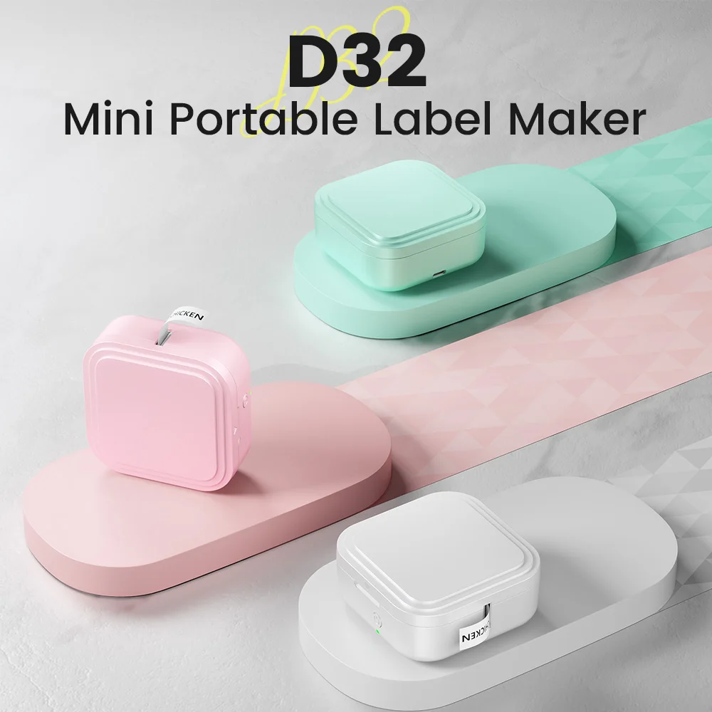 

D32 Bluetooth Label Printer Portable Mini Thermal Label Maker, Long Battery Life & Easy APP for iOS Android, Home Office School