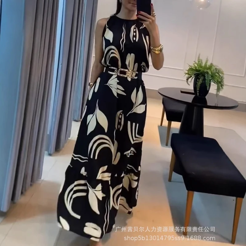 

Dress Women Long Dresses Print A Line Vestidos Party Night Streetwear Without Belt Sleeveless Elegant Splice Y2k Sexy 2025 Party