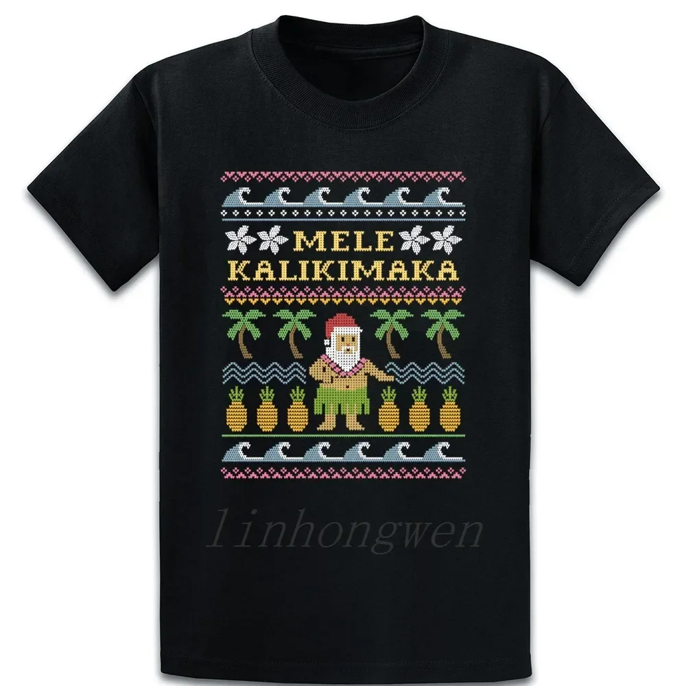 

Mele Kalikimaka Christmas Couple Short Sleeved T-shirt For Men Women Breathable Casual Pure Cotton Loose Tops