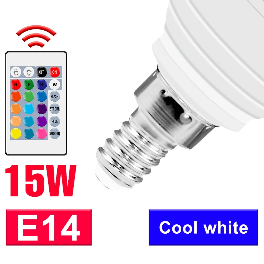 15W LED RGB Gloeilamp E27 Plafondlamp 220V E14 Kroonluchter Lampen GU10 Spots MR16 110V Voor Thuis party Kerstversiering