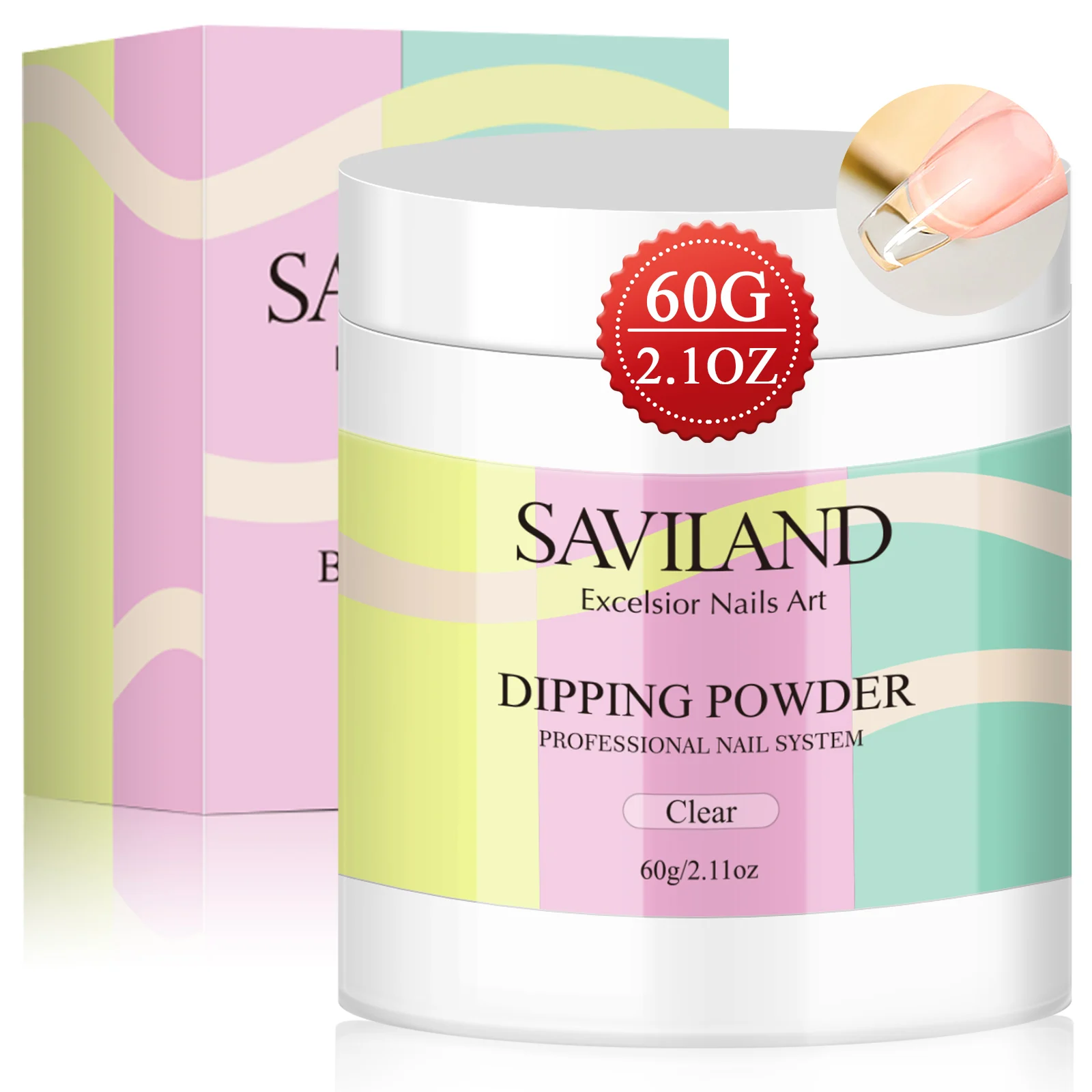 SAVILAND 60g Dipping Nail Powder Clear Nude Dip Powder Nature Dry Without Lamp Cure Nail Art Decorations for Nail Art Beginners