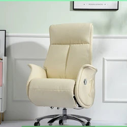 French Genuine Leather Computer Chair Study and Bedroom Home Office Chair Intelligent Electric Reclining Lifting Swivel Chair