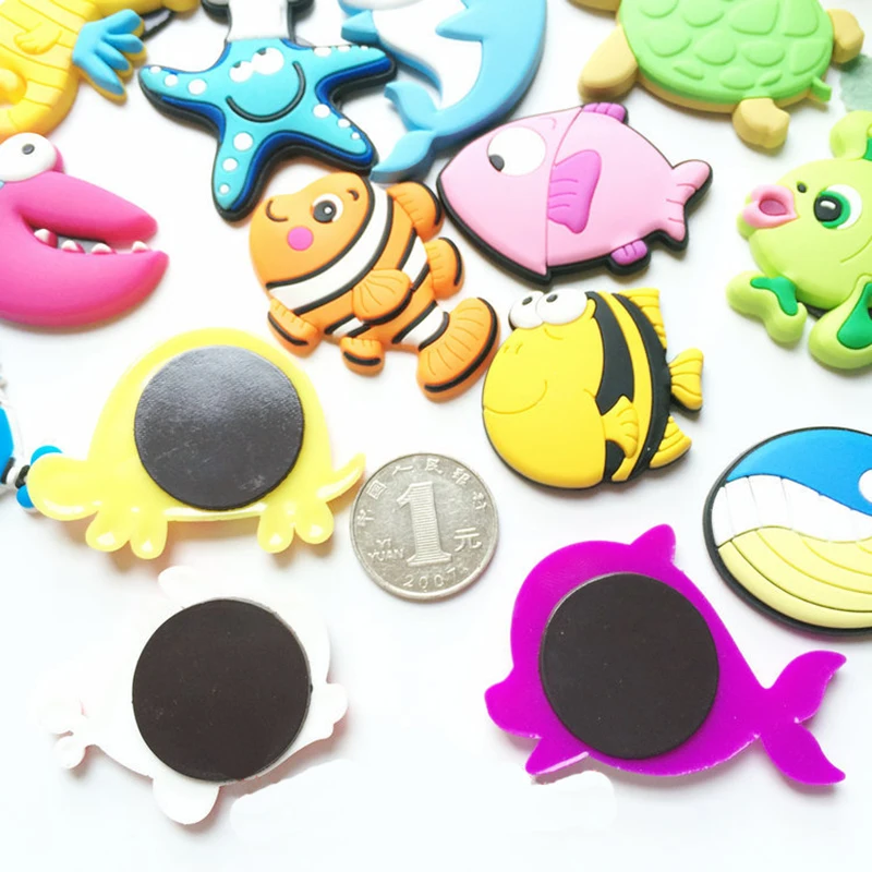 16Pcs/Lot Cartoon Animal Fridge Magnets Kids Learning Toys Creative PVC Magnets for Refrigerator Marine Animal Magnetic Stickers