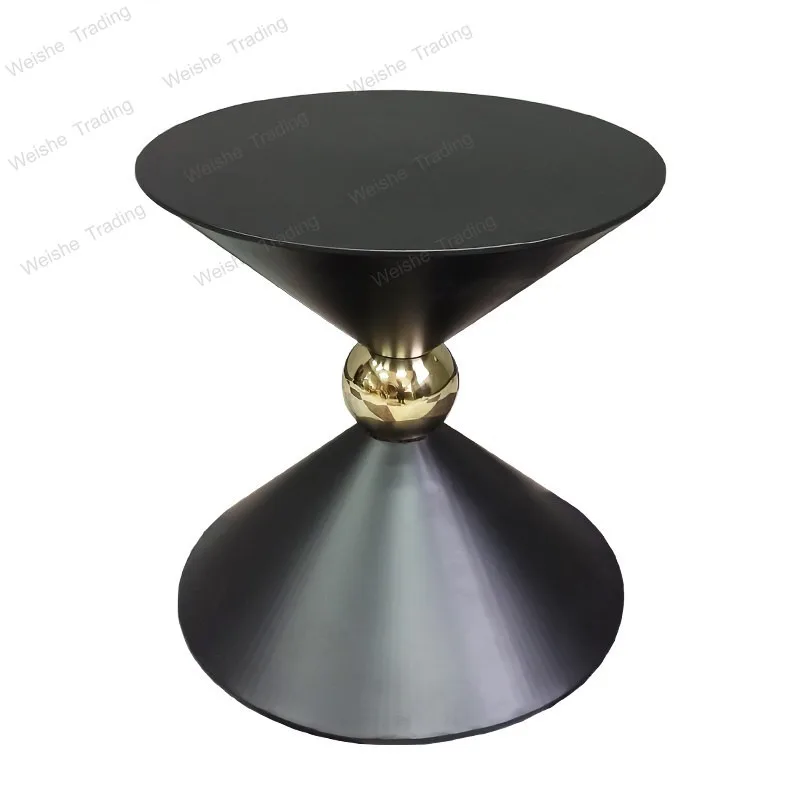 

Italian minimalist small coffee table stainless steel post-modern sofa corner table light luxury edge table