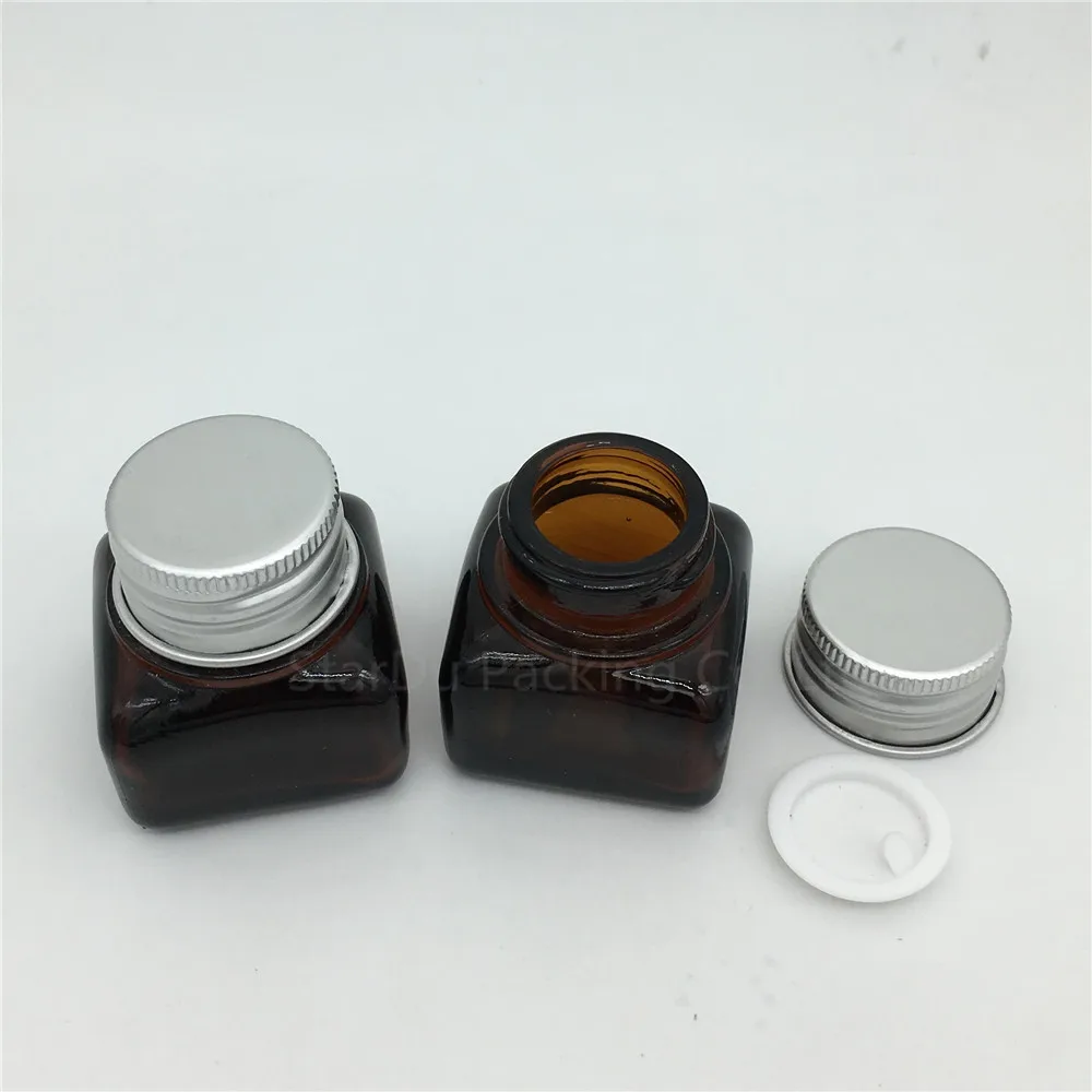 Free Shipping 15g Square Shape Amber Glass Cream Jar For Eye Cream And Lipstick, Senior Cream Bottle 100pcs