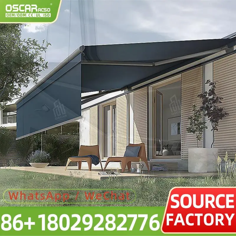 Toldo eléctrico de Cassette motorizado para exteriores, plegable, telescópico Manual, de 6M, para Patio trasero, jardín, balcón, toldo retráctil