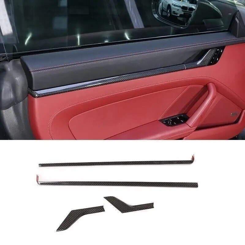 Dry Carbon Fiber Car Steering Wheel Gear Shift Cover Door Handle Window Control Door Sills Cover Trim Fit For Porsche 911 992