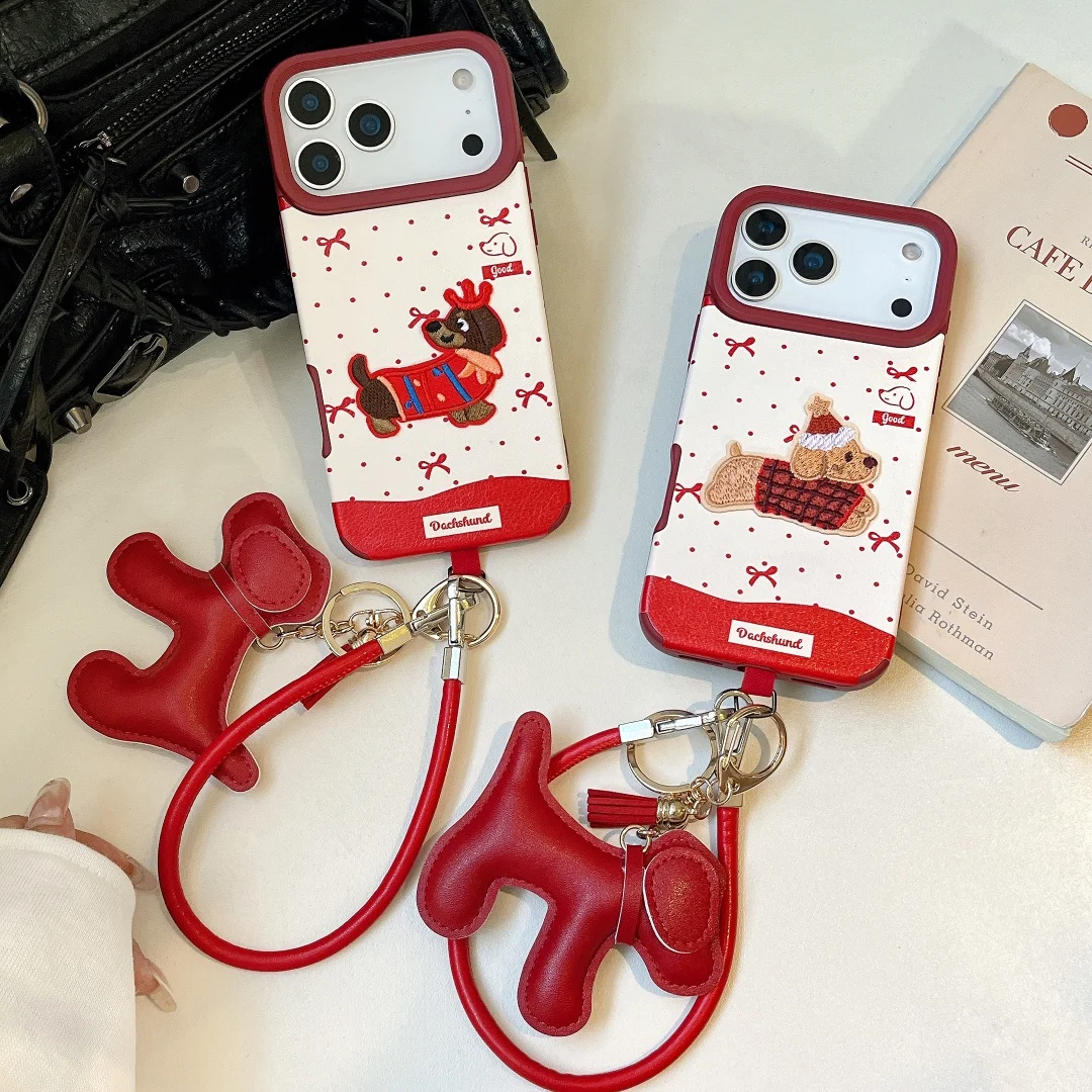 عيد ميلاد سعيد نمط الكلب الألماني الحبل قضية الهاتف آيفون 17 16 15 14 13 12 11 برو ماكس INS الكورية لطيف الكرتون غطاء #1