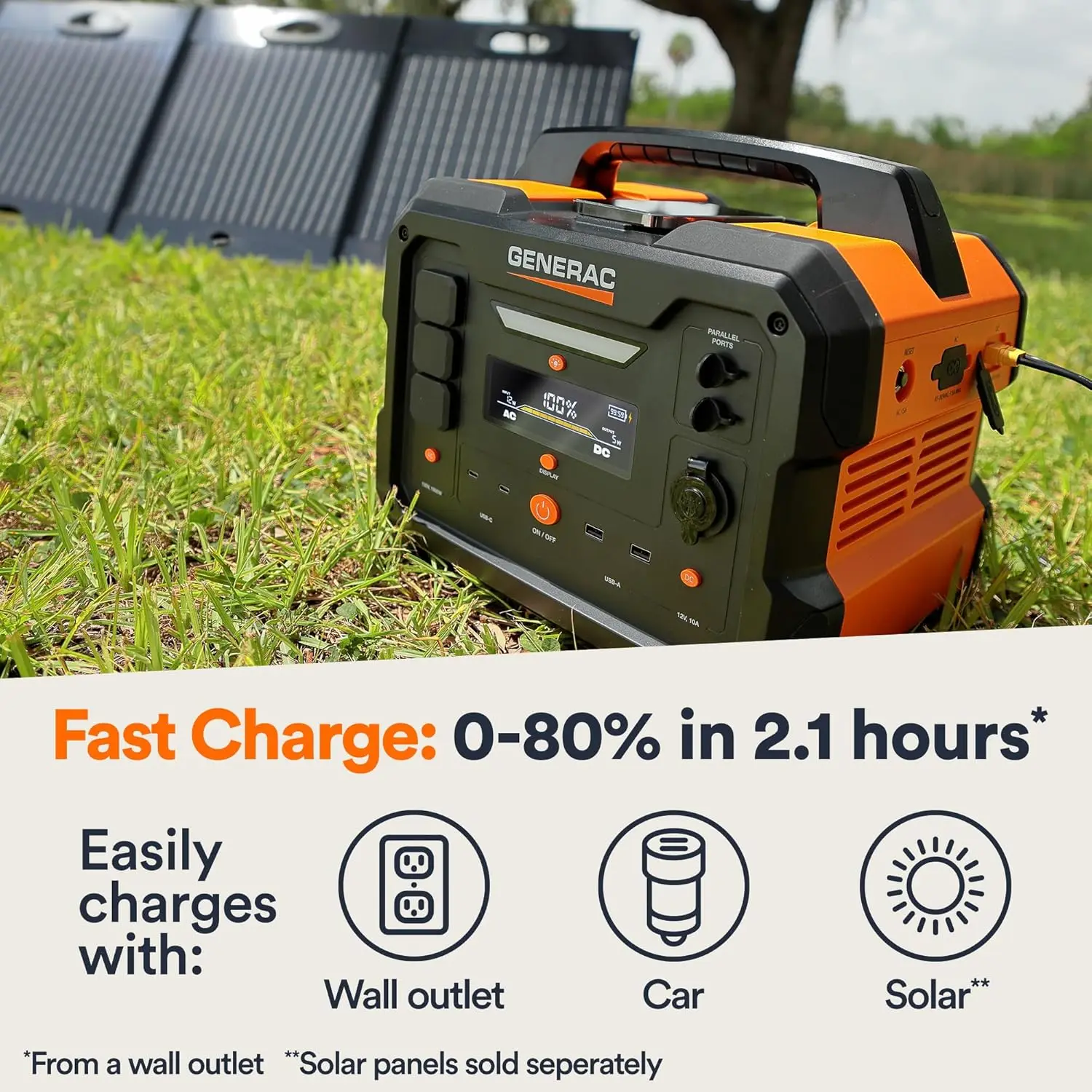 Portable Power Station with Lithium-Ion Battery - Clean, Emission-Free Power - Wirless Charging Pad and Compact