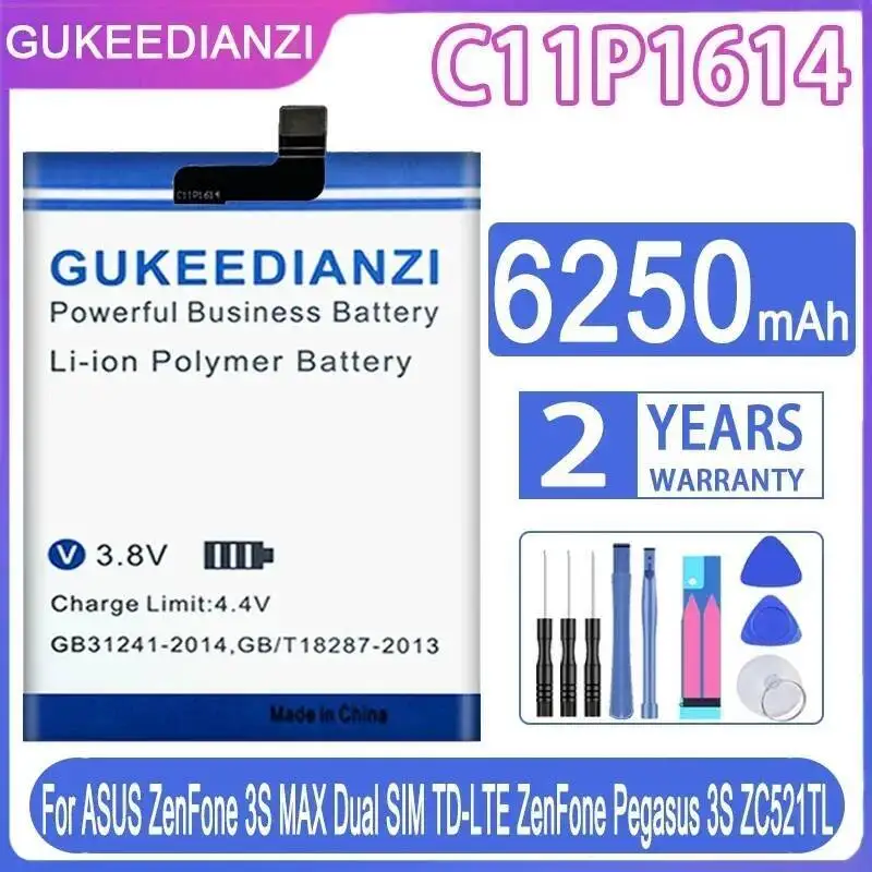

High Compatibility For Asus Zenfone 3S Max Dual Sim TD-Lte For Pegasus ZC521TL Mobile Phone Battery C11P1614 6250Mah