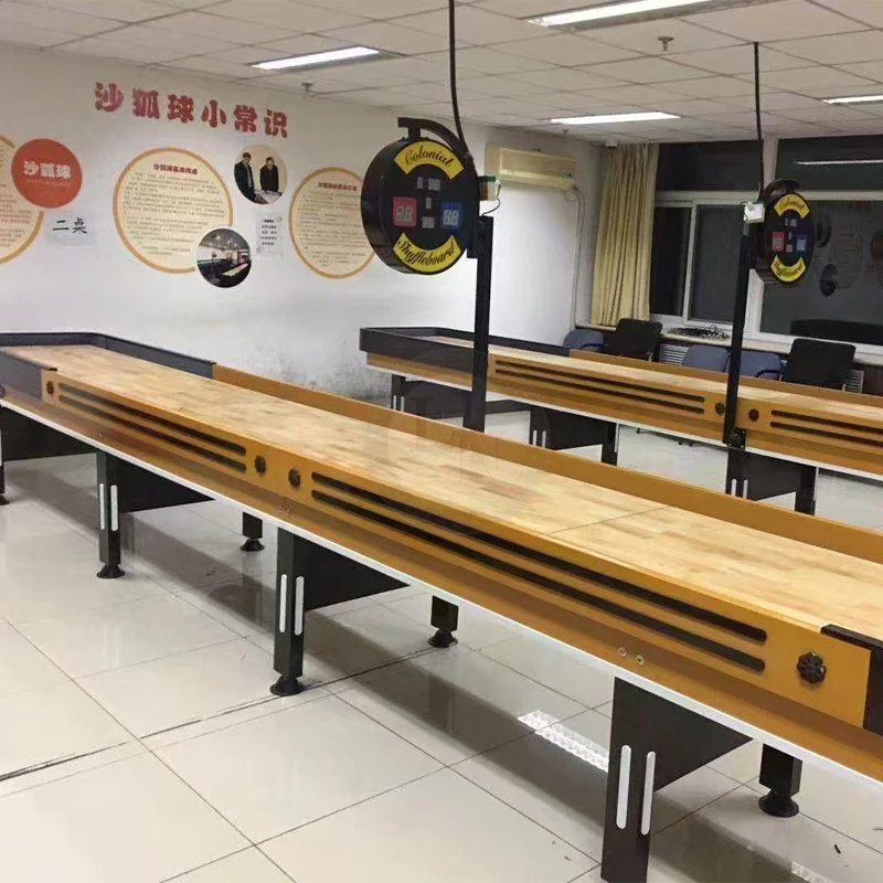 High End 9ft-16ft Solid Wood Shuffleboard Table, Professional Game Table for Family Entertainment, Indoor Game Room