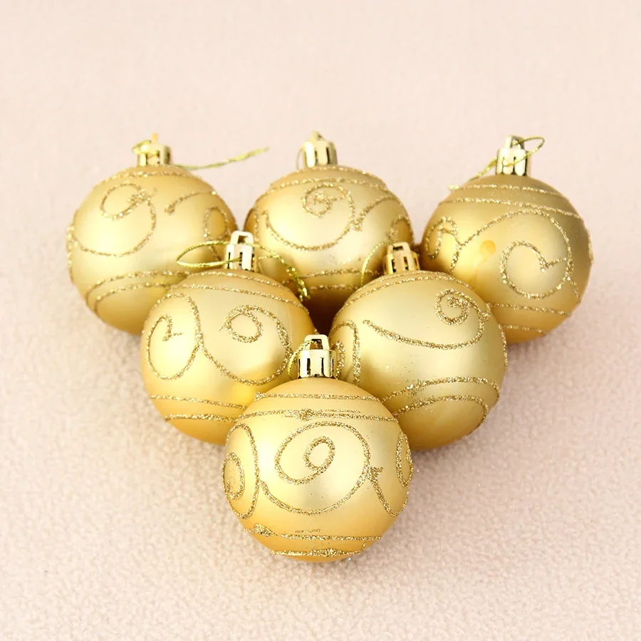 Christmas tree decoration 6cm bright gilt painted Christmas ball (6 Pack) 75g