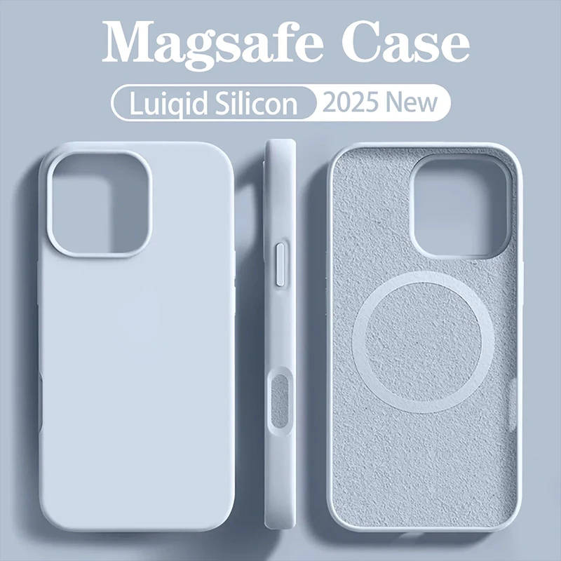 Original MagSafe Flüssigsilikon-Handyhülle für iPhone 17 16 14 15 Plus 18 Pro Max Hülle Kabelloses Laden Magnetische Weiche Abdeckung iphone 18 17 pro hülle – Detail 15