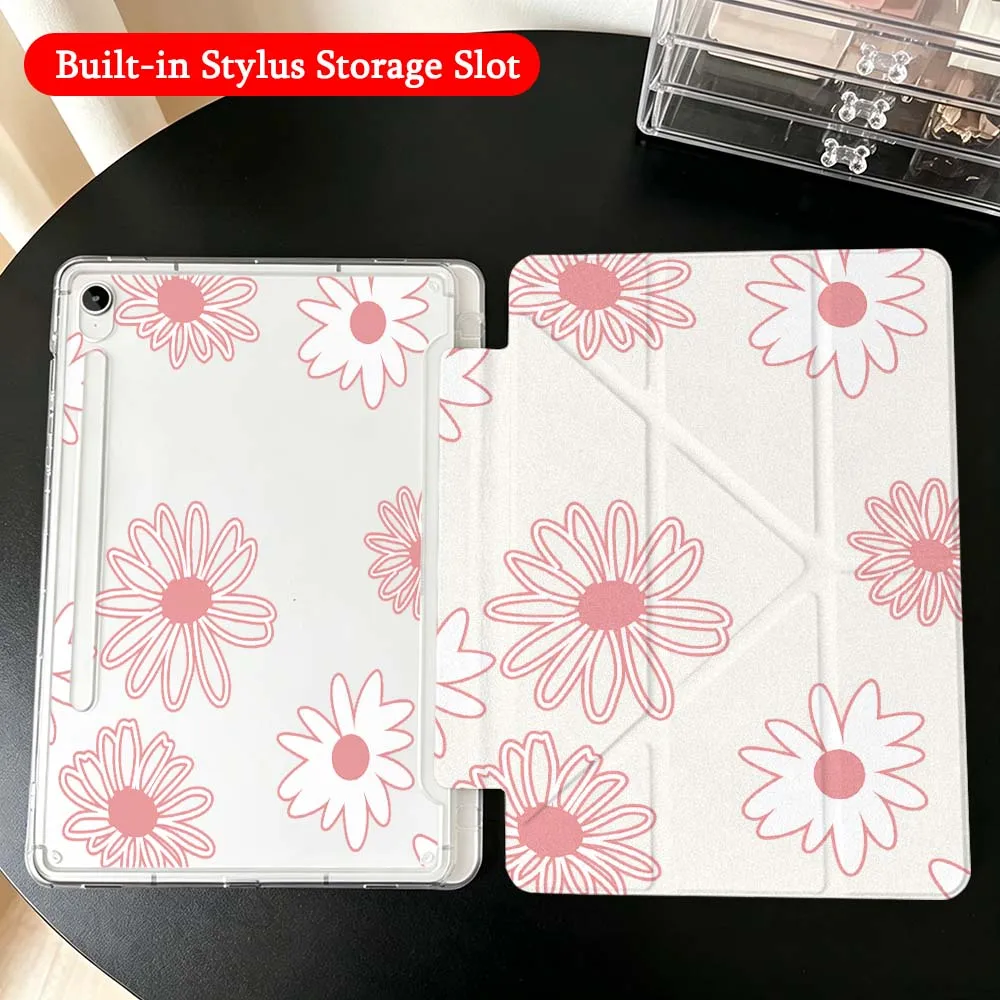 Strawberry Red Dot Case For Samsung Galaxy Tab A9 A8 A11 S6 S7 S8 S9 S10 FE Plus Lite Transparent Y-Shaped Folding Tablet