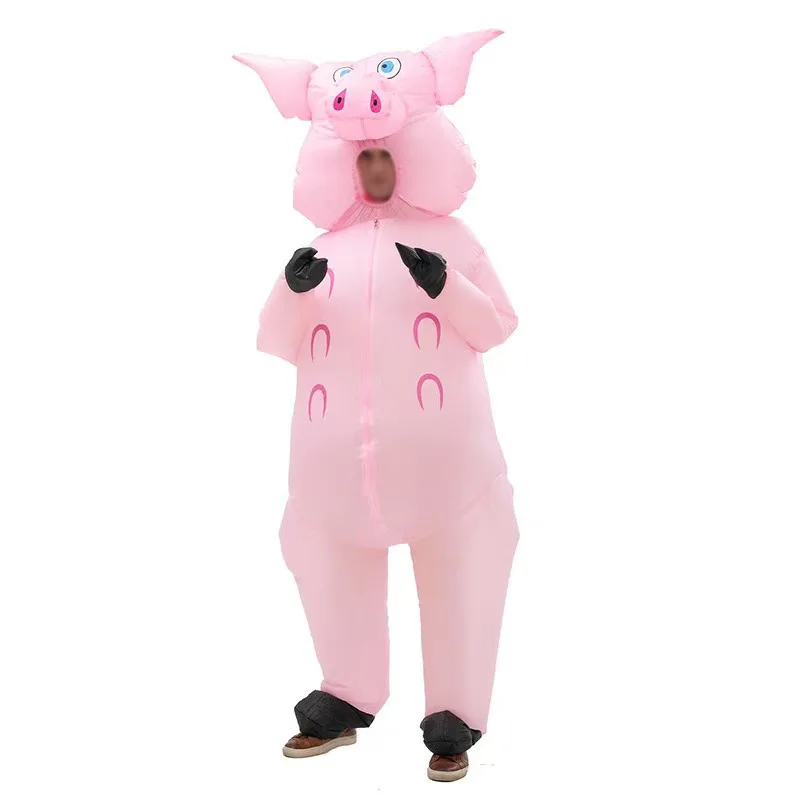 

Carnival Festival One-piece Cartoon Stage Party Performance Atmosphere Props Lovely Pink Pig Inflatable Costume for Adults Kids