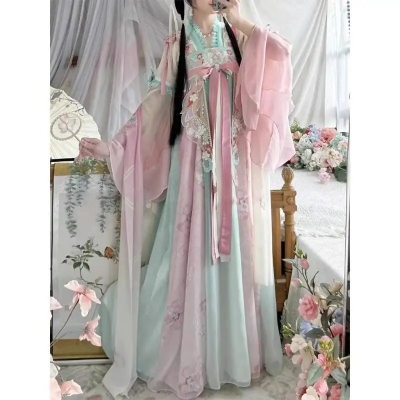 Robe Hanfu de princesse traditionnelle de la dynastie Tang pour femmes, élégante, Style chinois ancien, Costume de scène de Cosplay féerique Vintage pour dames