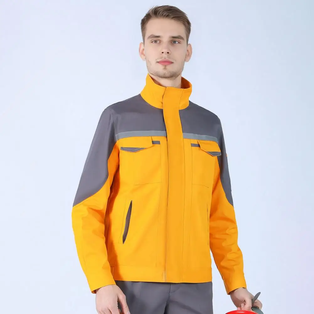 Abrasion-resistant Clothing 2pcs Welding Workwear Set Stand Collar Zipper Jacket Long Sleeve Tear-resistant Pants for Safety
