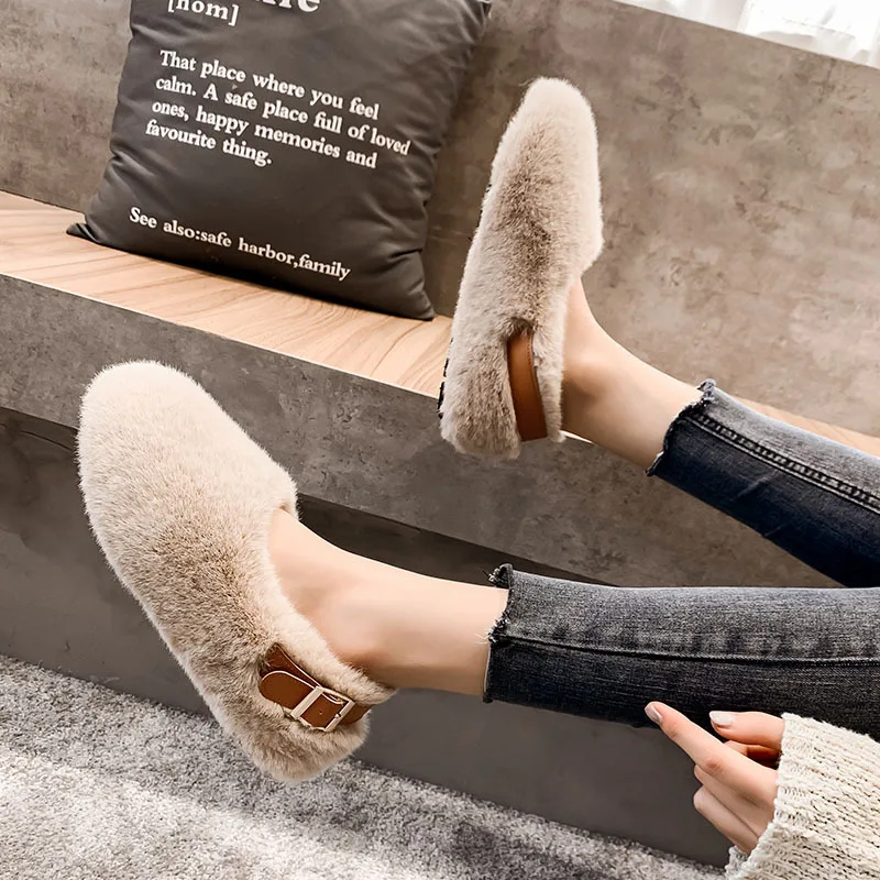 VENTACT 2023 Winter New Slippers For Women Fashion Flats Shoes Woman Warm Fur House Casual Daily Outdoor Lady Cozy Homewear