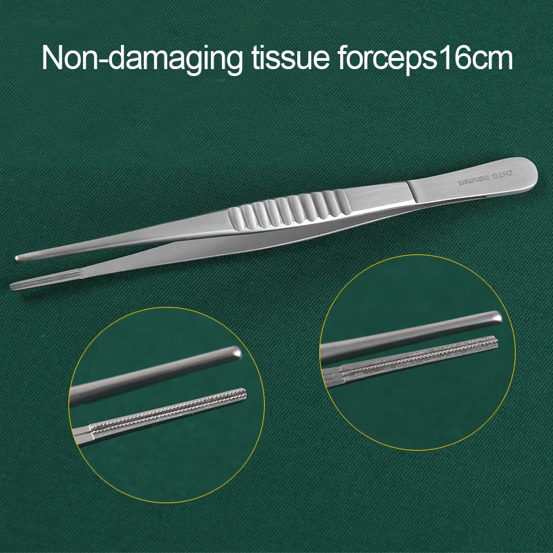 Non-damaging tissue forceps straight concave and convex teeth 14 cm 16 cm Otolaryngeal cartilage forceps