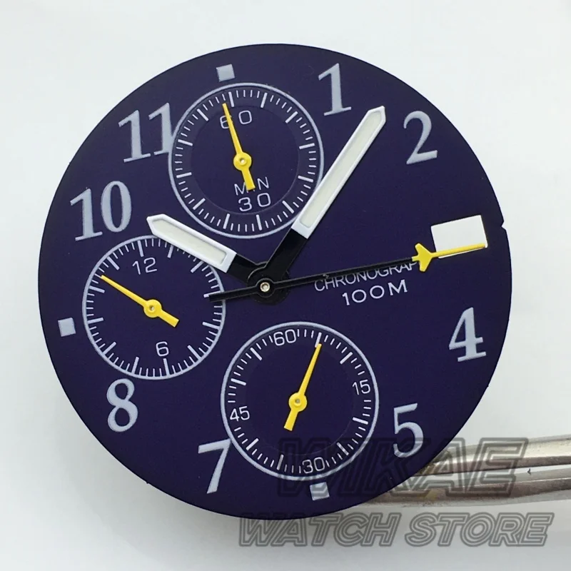 29mm Luminous VK67 Watch Dial Hand Set Fit VK67 Quartz Chronograph