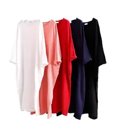 Plus size Women Dress Boho Long Sleeve O-Neck Casual Dress Summer Beach Cotton Maxi Dress With Pockets Loose Elegant Ropa Mujer