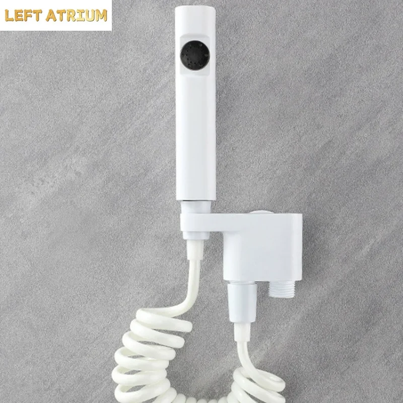 Simple White Dual Mode Toilet Spray Gun Set Toilet Cleaning Pressurized Nozzle Women's Washer Toilet Companion Accessories