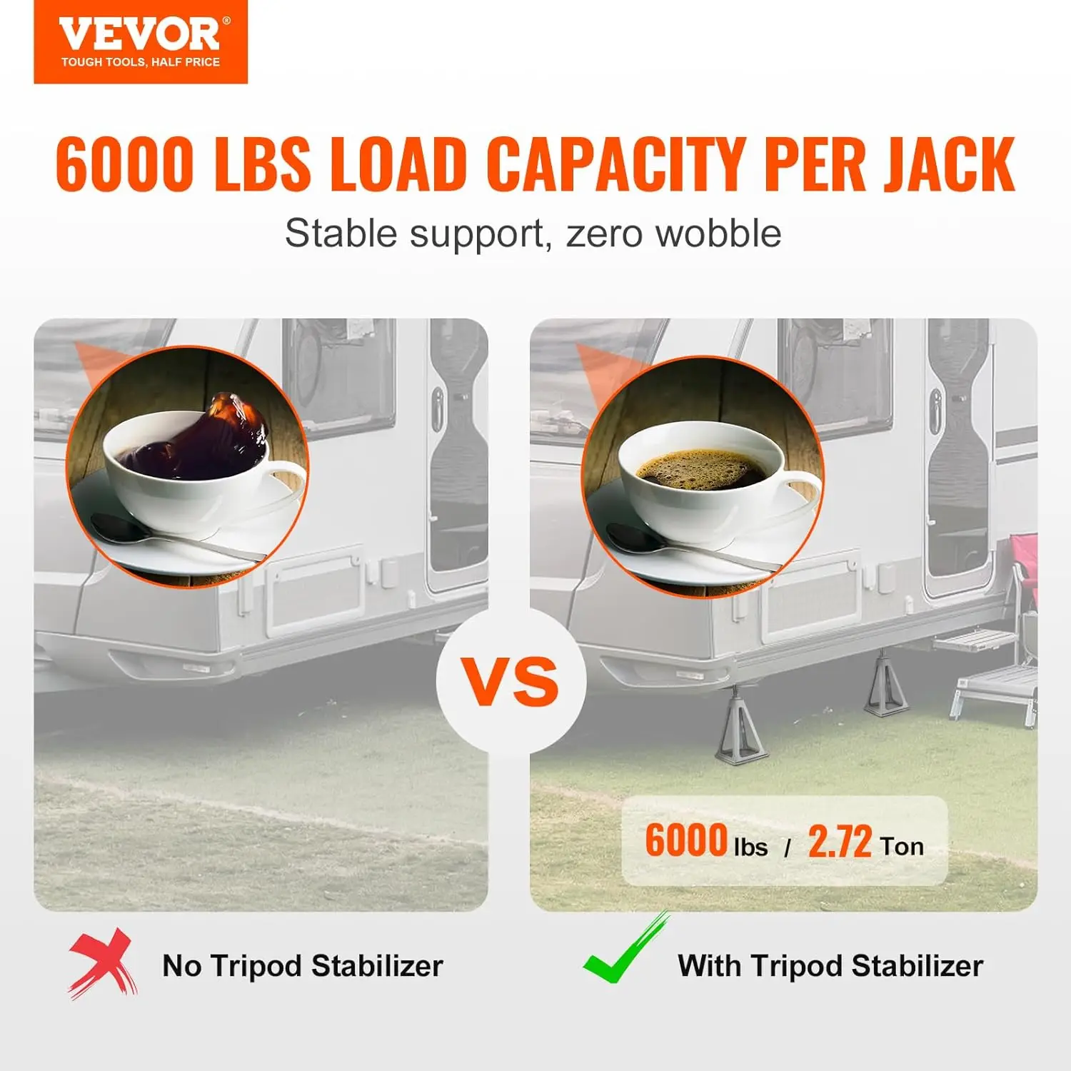 VEVOR RV Stabilizer Jacks 4 Pack Aluminum Leveling Stack Jacks For Travel Trailer Camper Single Screw 6000 Lbs Adjustable 11/17