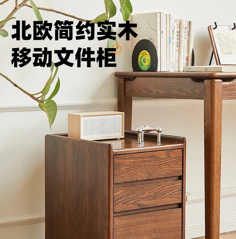Youmu Furniture North American Ash Wood Cabinet File Cabin et Small Cabinet Three Bucket Ca binet Nordic Simple Log Walnut