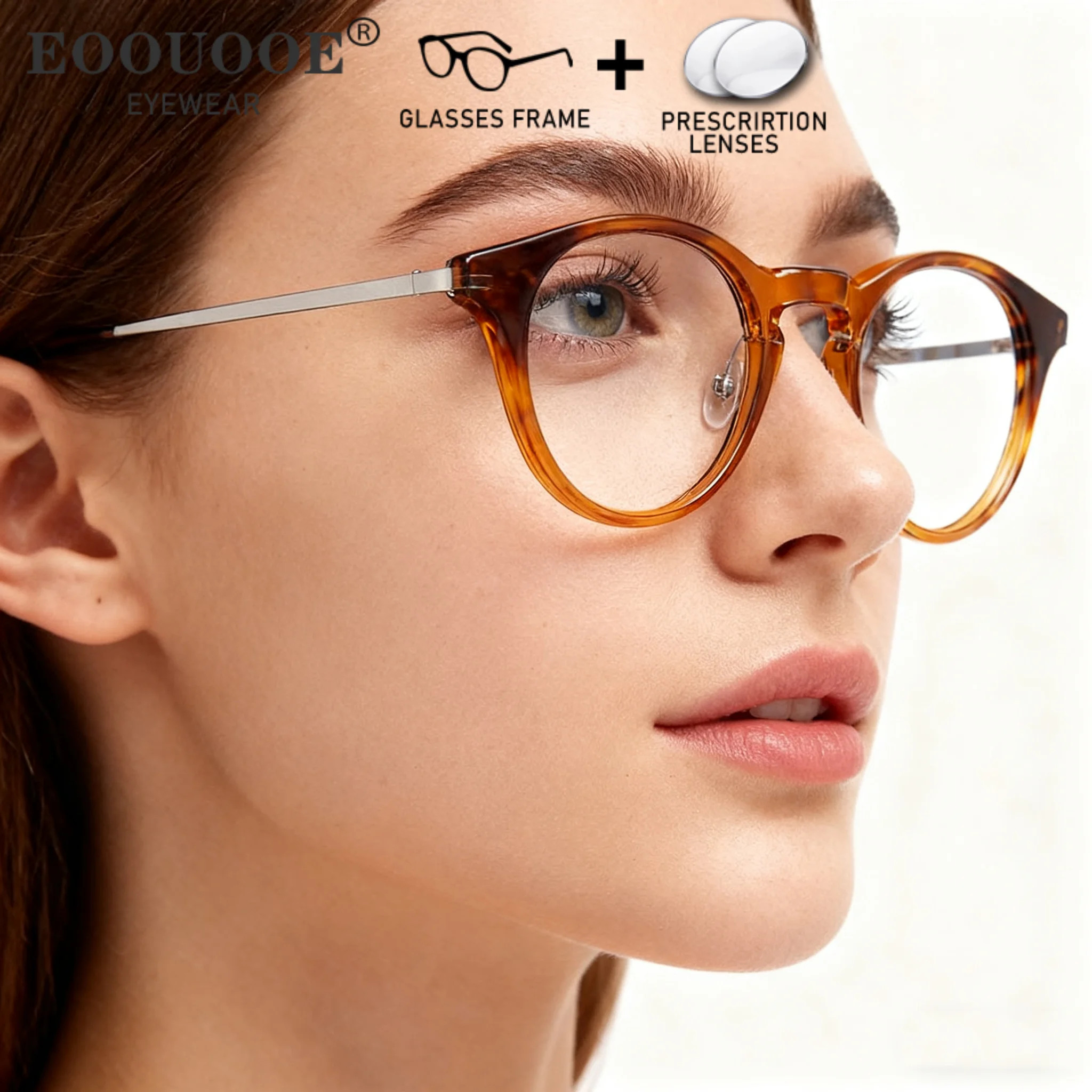 

Women Men Round Acetate Glasses Prescription Myopia Lenses Hyperopia Progressive UV Eyewear Reading Glasses Anti Blue light