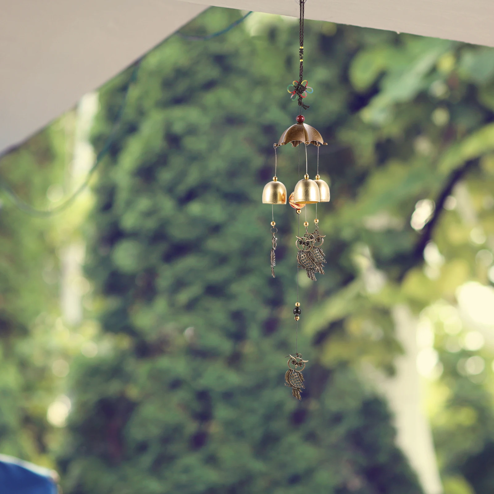 

1pc Brass Owl Wind Chime Home Decor Garden Balcony Wind Bell Creative Durable Long-Lasting Pleasant Sound