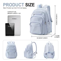 Casual Nylon Backpack, Backpack for Women, Multi-Pocket Design in Light Blue Durable for School, High School and College Bookbag 2