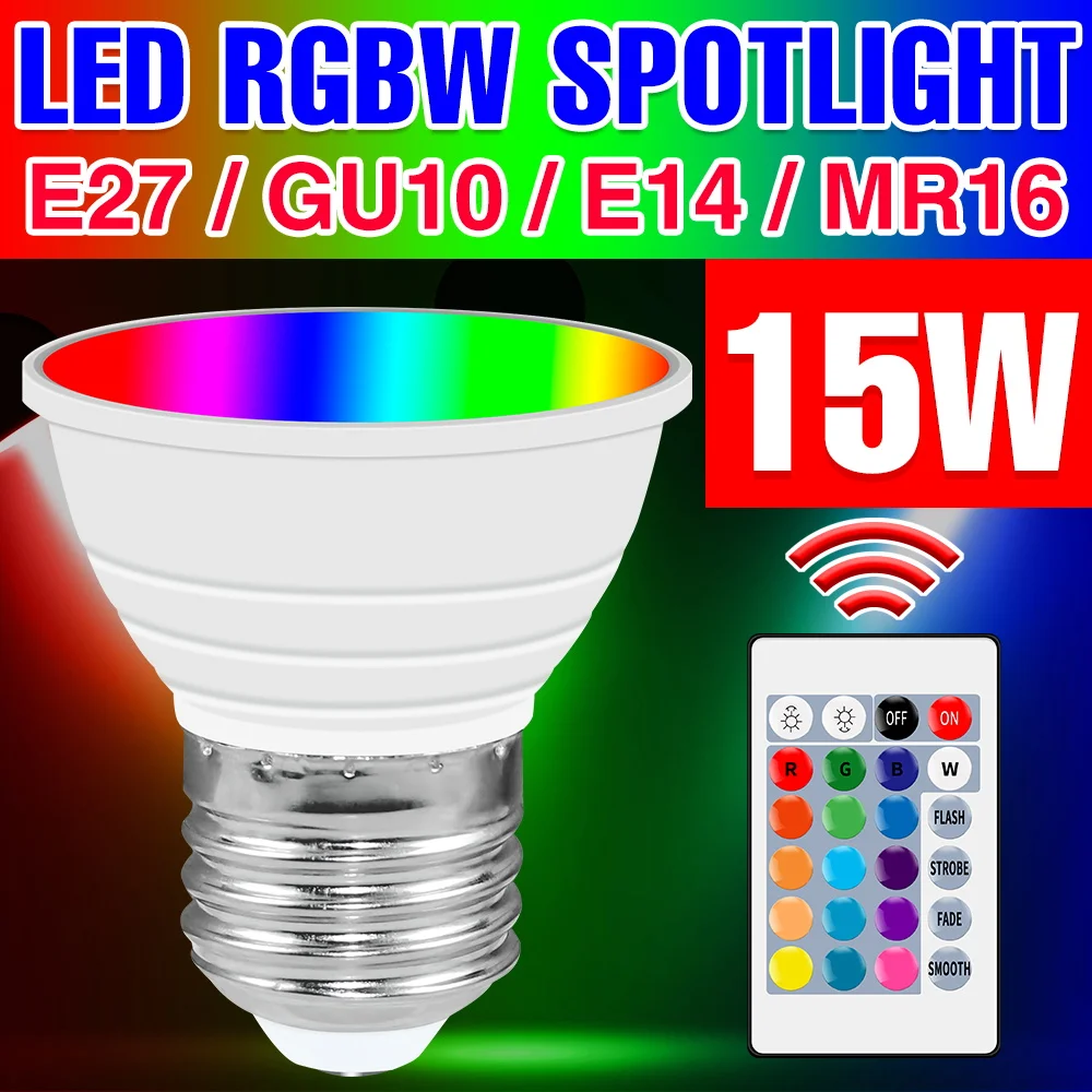 E14 Led RGB Lamp 220V E27 Color Light Bulb GU10 LED Spotlight Smart Lamps Remote Control For Home Decor MR16 Lampara Magic Bulb