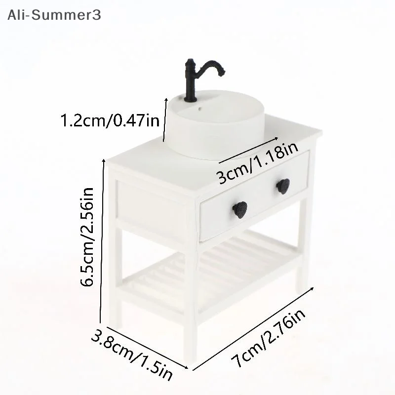 (YY) 1 pièce 1/12 maison de poupée meubles miniatures en plastique salle de bain évier armoire jouet pour enfants cadeau maison de poupée décoration accessoires