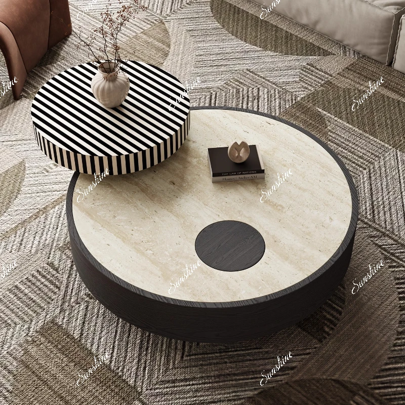 

Minimal living room household size round special-shaped small apartment coffee table combination