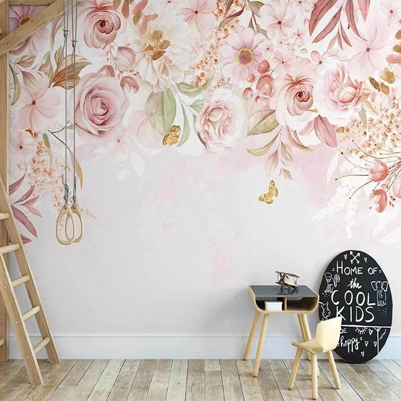 Custom Mural Wallpaper European Style 3D Rose Pastoral Romantic Flowers Indoor Background Wall Painting Bedroom Papel De Parede