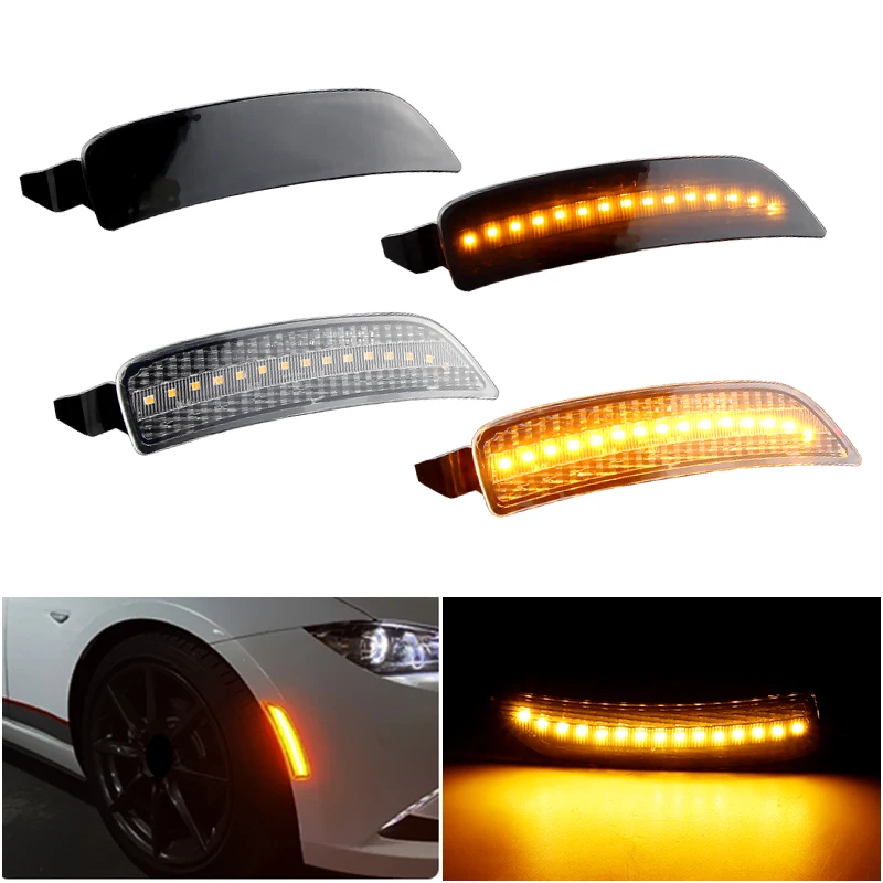 

2 × для Mazda Miata MX-5 ND 2016 2017-2022 — передние янтарные задние красные светодиодные боковые габаритные огни, сигнальные лампы на крыло автомобиля, бампер