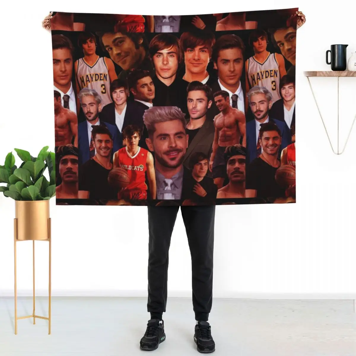 

Zac efron collage design poster 2020 Throw Blanket Soft Warm Blanket Gift for Men Women Adults