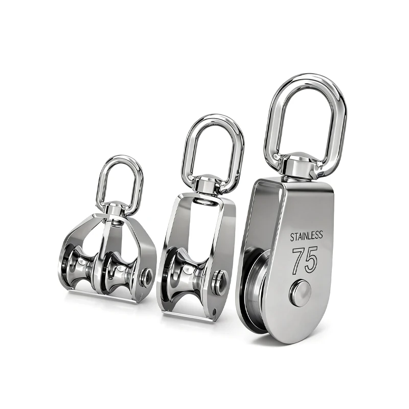 304 Stainless Steel Pulley M15/M20 M25 M32 M50 M75 Single and double pulleys Swivel Lifting Rope Pulley Set Lifting Wheel Tools