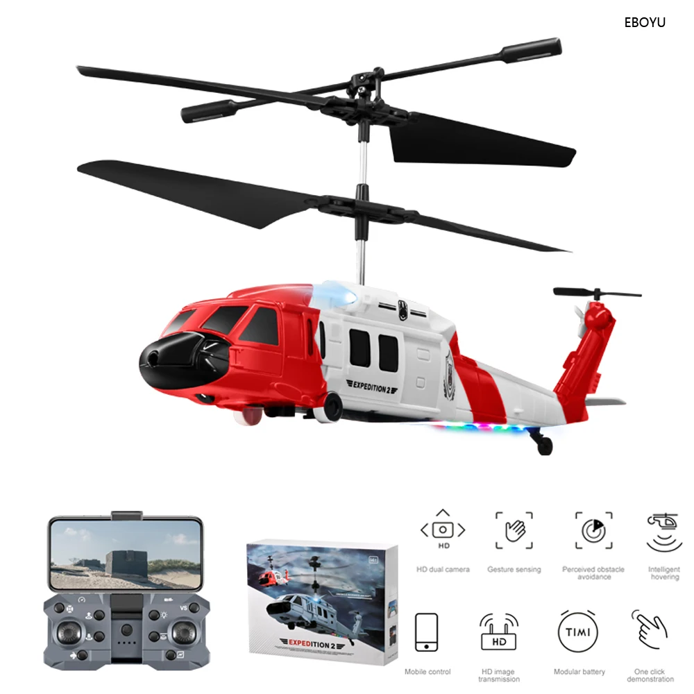 EBOYU KY205 RC Helicopter 2.4Ghz 4CH WiFi FPV Dual Cameras with Gyroscope Obstacle Avoidance RC Airplane Drone Toys for Kids