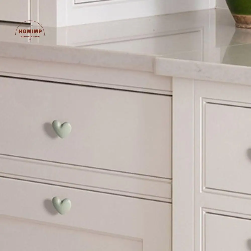 

Home Heart-shaped Door Pull Handle Single Hole Round Drawer Handle Colorful Furniture Handle Cartoon Simple Handle Door Handle