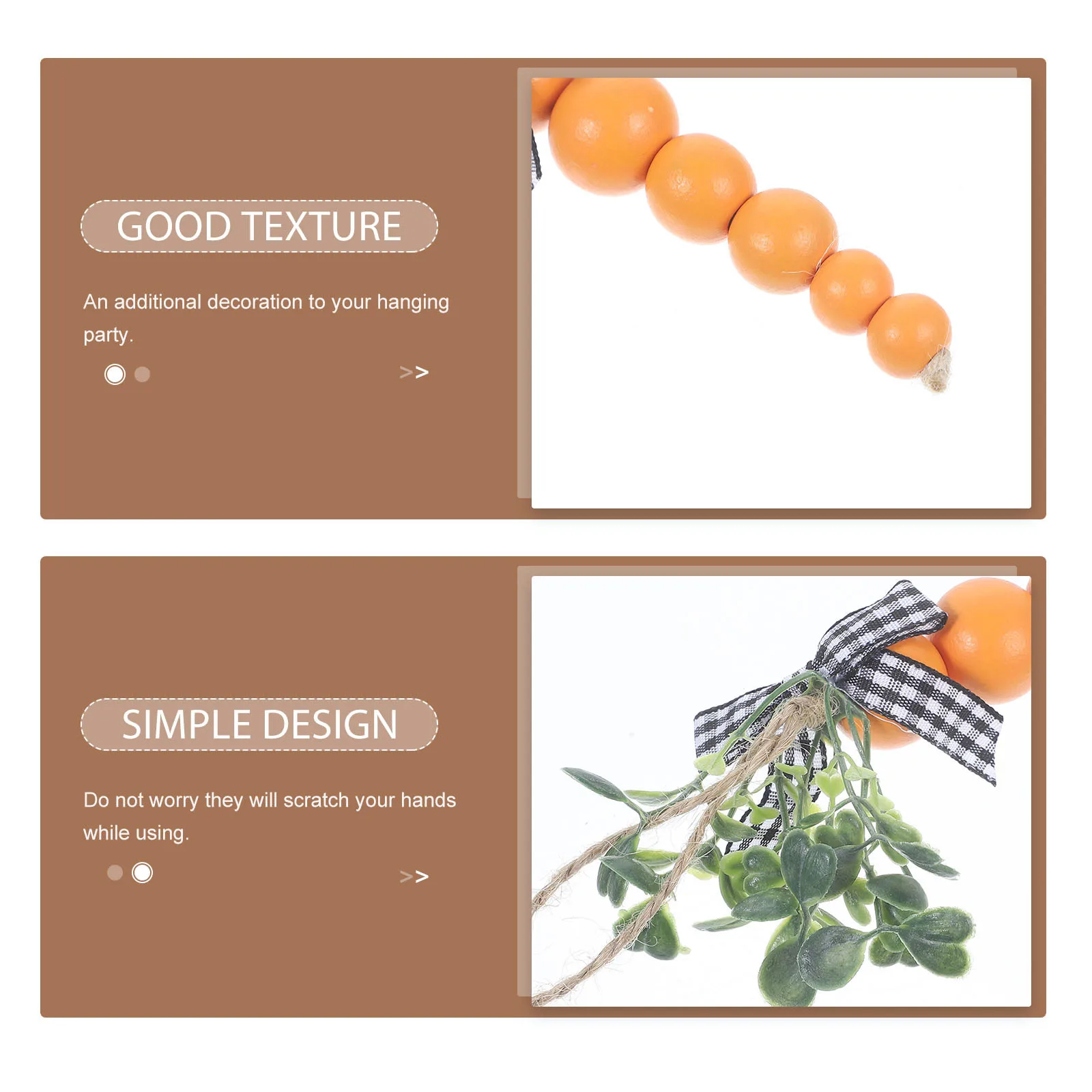 

8Pcs Wooden Beads Carrot Garland Easter Hanging Ornament Rustic Tiered Tray Decor Spring Home Party Decoration