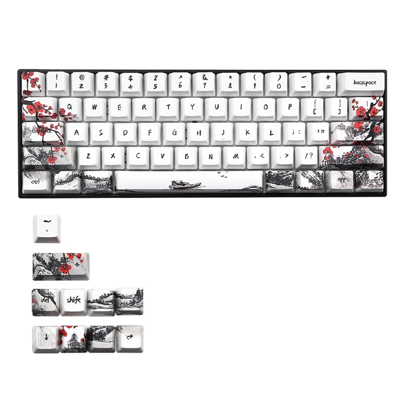 71 Keys Wangjiang Plum Blossom Keycap Dye Sublimation OEM Mechanical Keyboard Keycap For GH60 XD64 DZ60 GK61 GK64