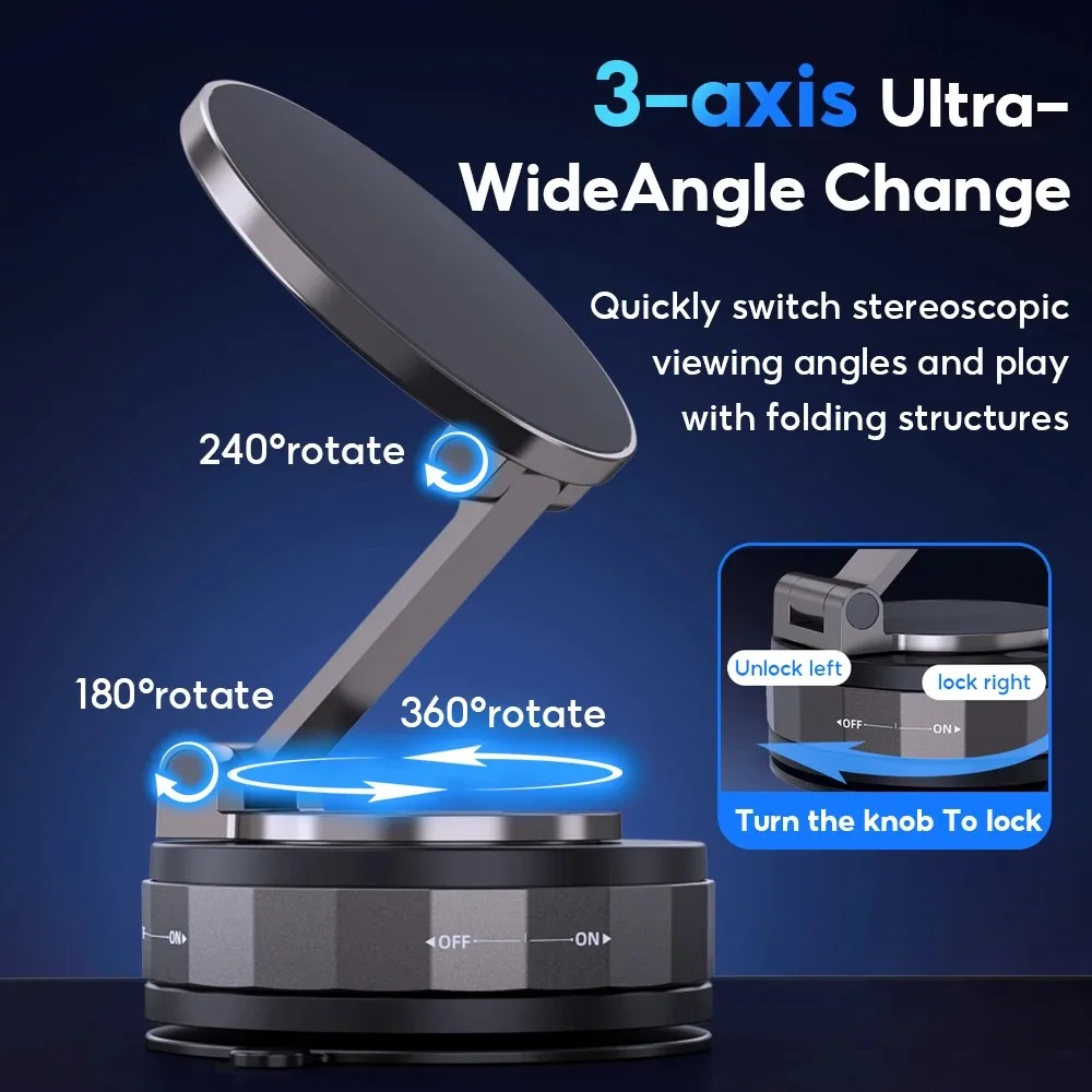 Autotelefonhalterung, magnetischer Autotelefonhalter, Vakuumsaug-Telefonhalterung, breite Kompatibilität, 360-Grad-drehbarer Saugnapf Nr