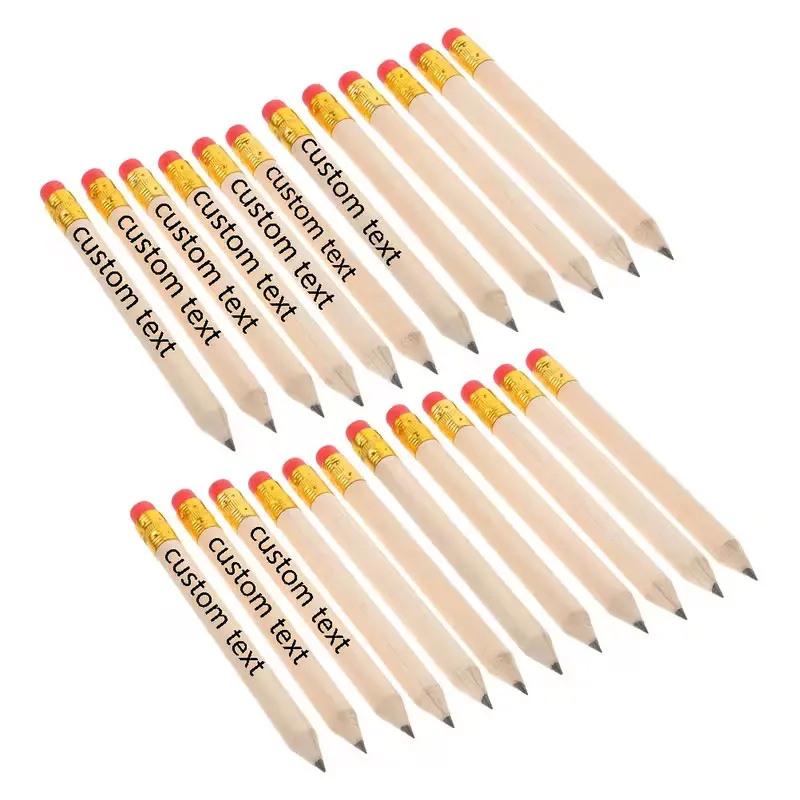 16Pcs/54Pcs/72Pcs/87Pcs Personalized Custom Logo Laser-Engraved Text and Date Wooden Pencils with Eraser, Pre-Sharpened, Compact Golf Pencils, Classroom Supplies, Event Giveaways, Unique Wedding Gifts, Christmas, Halloween, Holiday Gifts